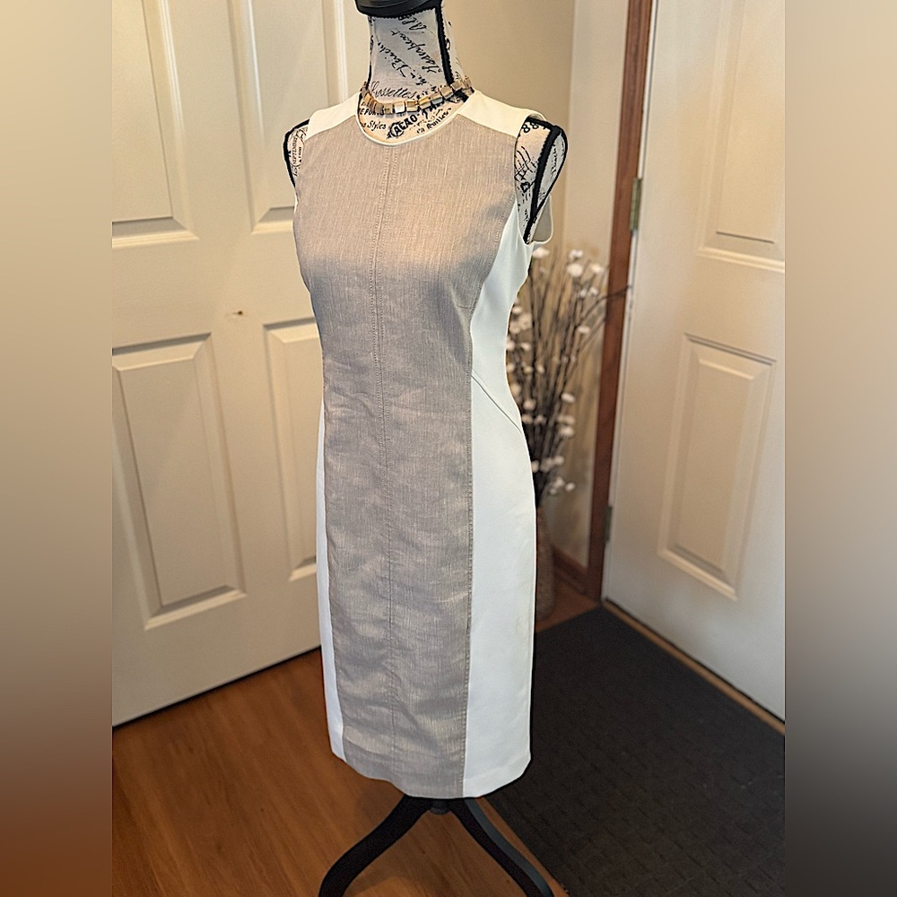 WHBM Tan and White Dress size 4 - Picture 2 of 13
